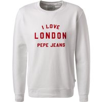 Pepe Jeans Herren Sweatshirt weiß Baumwolle Logo und Motiv von Pepe Jeans