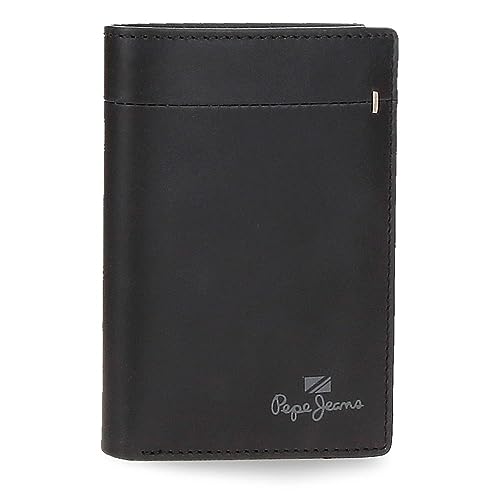 Pepe Jeans Staple Vertikale Geldbörse mit Geldbörse Schwarz 8,5 x 11,5 x 1 cm Leder, Schwarz, Talla única, Vertikale Geldbörse mit Geldbörse von Pepe Jeans