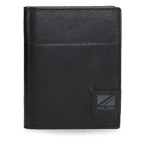 Pepe Jeans Topper Vertikale Geldbörse mit Geldbörse Schwarz 8,5 x 10,5 x 1 cm Leder, Schwarz, Talla única, Vertikale Geldbörse mit Geldbörse von Pepe Jeans