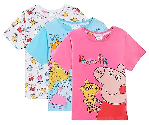3er-Pack Peppa Wutz-T-Shirts für Mädchen, Peppa Dress Up-Oberteile für Kinder, T-Shirts für kleine Mädchen für den Sommer, Multipack-T-Shirts, Geschenkset von Peppa Pig