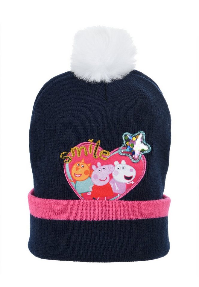 Peppa Pig Bommelmütze Peppa Wutz Kinder Mädchen Winter-Mütze Bommelmütze von Peppa Pig