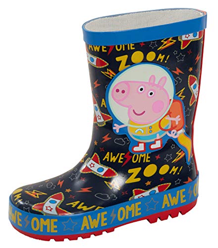 Peppa Wutz Gummistiefel George Pig Astronaut 3D Gummi Gummistiefel Kinder Regen Schnee Gummistiefel, - navy - Größe: 23 EU von Peppa Pig