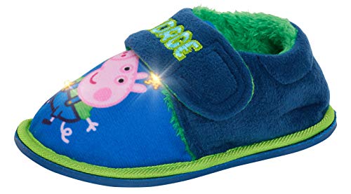 Peppa Pig Jungen George Pig Leuchtende Hausschuhe Säuglinge Dino Indoor Kinderzimmer Haus Schuhe Kleinkind Dinosaurier Blinkende LED Schuhe für Kinder, blau, 28 EU von Peppa Pig