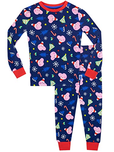 Peppa Pig Jungen Schlafanzug Weihnachten Slim Fit George Pig Blau 104 von Peppa Pig