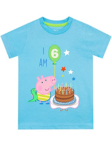 Peppa Pig Jungen T-Shirt George Pig 'Ich Bin 6' Blau 122 von Peppa Pig