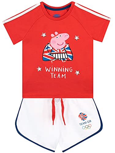 Peppa Pig Mädchen T-Shirt und Shorts Set Team GB Rot 104 von Peppa Pig