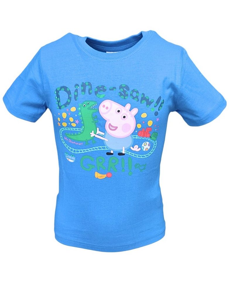 Peppa Pig T-Shirt Schorsch & Sausier Jungen Kurzarmshirt aus Baumwolle Gr. 92- 116 cm von Peppa Pig