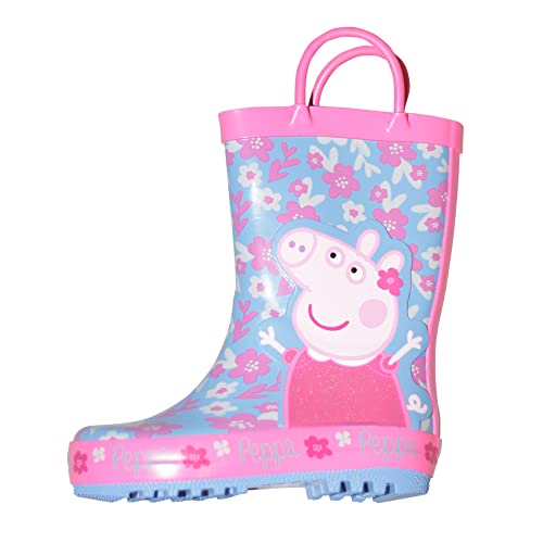 Peppa Pig Gummistiefel Flower Girl's Easy-On Griffe Rosa Blau Regen Welly 25.5 EU von Peppa Pig