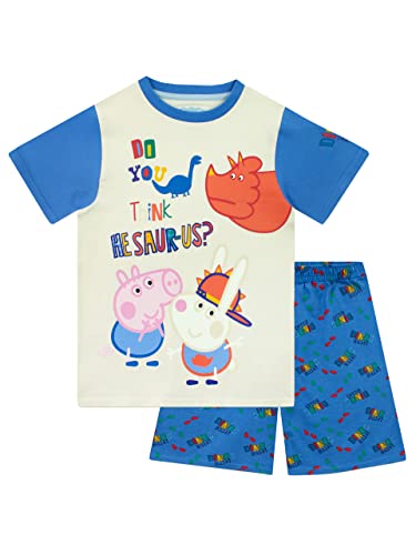 Peppa Wutz Schlafanzug Jungen I George Wutz Schlafanzug Kinder I George Wutz und Dinosaurier Schlafanzug I Weiche Baumwolle Pyjamas Offizielles Merchandise Mehrfarbig 110 von Peppa Pig