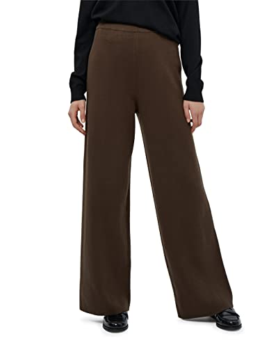 Peppercorn Damen Rosalia High Waisted Breit Bein Stricken Braun | Herbst Größe L Hose, 5661 Slate Brown, L von Peppercorn