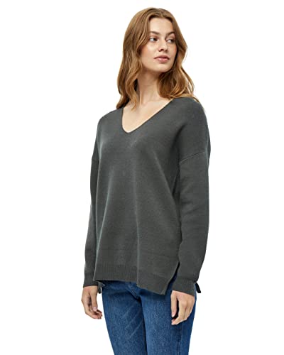 Peppercorn Damen Rosalia V-Ausschnitt Ärmel Strickpullover Grün | Herbst Pulli Größe M Langer Pullover, 3655 Beluga Green, M von Peppercorn