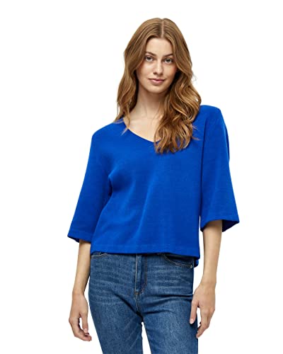 Peppercorn Damen Rosalia V-Ausschnitt Halb Ärmel Strickpullover Blau | Herbst Pulli Größe M Pullover mit 3-4 Ärmeln, 8557 Cobalt Blue, M von Peppercorn