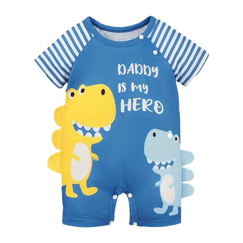 Perfeclan Baby Body, Baby-Strampler Mit Kurzen Ärmeln, Baby Bodysuit Jungen, Soft Neugeborenen-Body mit Aufdruck, Sommer Cartoon Bodys Kurzarm für Fotografie-Requisiten, Zuhause, 18 Bis 24 Monate von Perfeclan