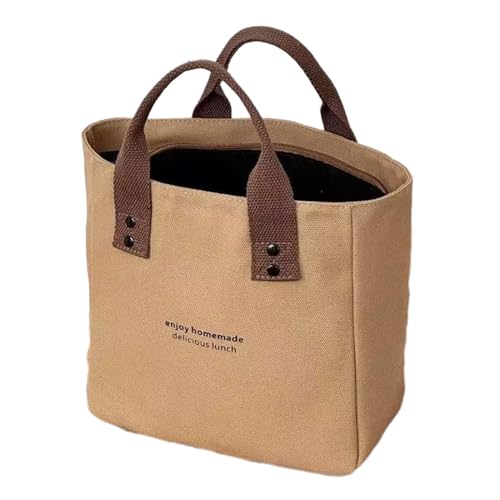 Perfeclan Canvas-Tragetasche für Damen, Geldbörse, schlicht und modisch, glatter Reißverschluss, kleine Tragetasche für Damen, Handtasche für Büroangestellte, khaki von Perfeclan