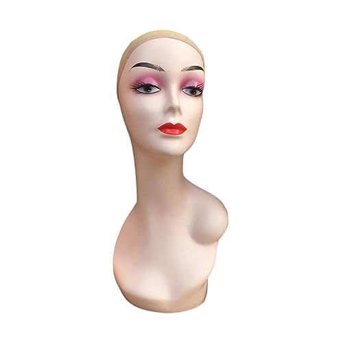 Perfeclan Frauen-Mannequin-Kopf, linke Schulter, Hüte, Display-Modell, 53 cm, Kopfumfang, weibliche Puppe für Perücken, Halsketten, Schmuck, Kopfbedeckungen, Stil b von Perfeclan