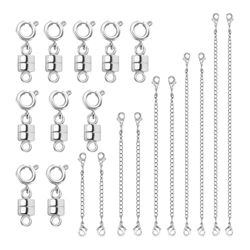 Perfeclan Halskettenverschluss und -verschlüsse, Schnallenanhänger, Armbandverschlüsse aus Legierung, Bastelbedarf für Halskettenketten von Frauen und Mädchen, Silber Perfeclan Halskettenverschluss und -verschlüsse, Schnallenanhänger, Armbandverschlüsse aus Legierung, Bastelbedarf für Halskettenketten von Frauen und Mädchen, Silber von Perfeclan