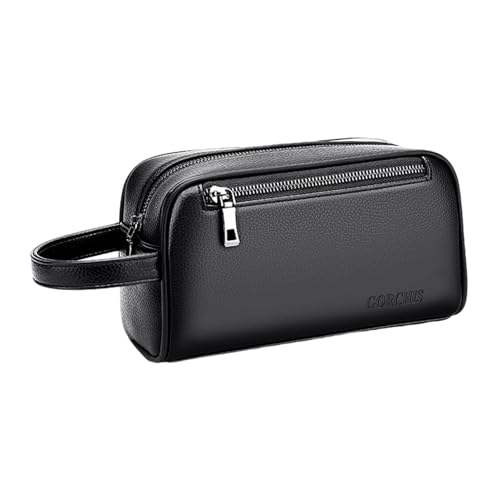 Perfeclan Herren Handtasche Casual Business Brieftasche mit Riemen Organizer PU Herren Clutch, Schwarz von Perfeclan