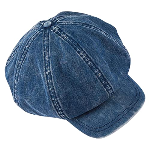 Perfeclan lässige Ballonmütze für Damen, Schirmmütze Kappe Barett Maler Mütz Bakerboy Schiebermütze Newsboy Cap Cabbie-Mütze, Elastischer Rückseite, mit Schirm Frühling-Sommer, Blau von Perfeclan