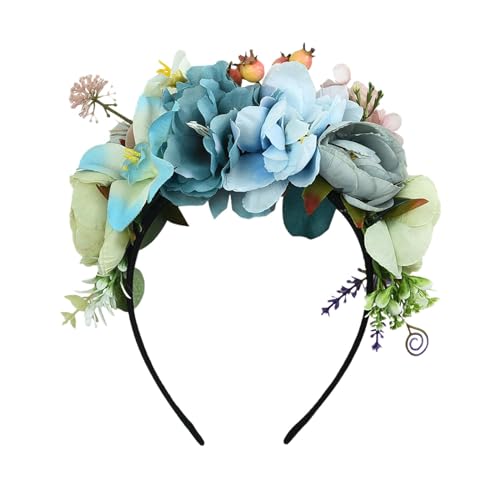 perfeclan Blumenkrone, Kopfschmuck, Festival-Stirnband, Blau von Perfeclan