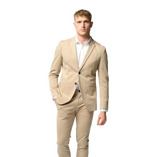 Performance Blazer Herren Beige (Größe 48) – Stylischer Slim Fit Herren Stretch Sakko – Herren Stretch Blazer – Bequemer, praktischer Herren Zwei Knopf Blazer für Business & Freizeit von Performance Pants