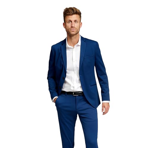 Performance Blazer Herren Blau (Größe 46) – Stylischer Slim Fit Herren Stretch Sakko – Herren Stretch Blazer – Bequemer, praktischer Herren Zwei Knopf Blazer für Business & Freizeit von Performance Pants