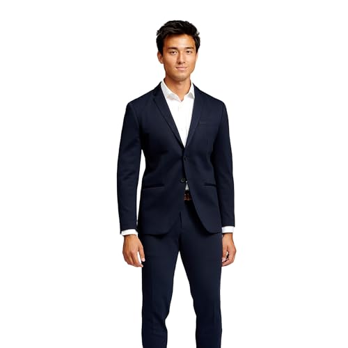 Performance Blazer Herren Navy Blau (Größe 52) – Stylischer Slim Fit Herren Stretch Sakko – Herren Stretch Blazer – Bequemer, praktischer Herren Zwei Knopf Blazer für Business & Freizeit von Performance Pants