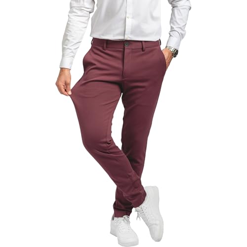 Performance Pants Herren Burgundy Bordeaux (Größe 31W/32L) - Stilvolle Herren Hosen Stretch - Hosen Herren Stretch - Angenehme Praktische Männer Hosen für Business & Freizeit - Bequeme Stoffhose von Performance Pants