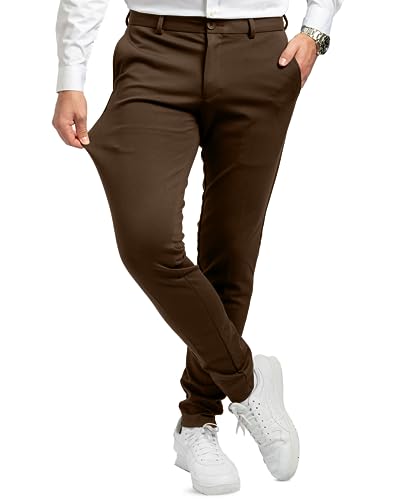 Performance Pants Herren Dunkelbraun (Größe 27W/30L) - Bequeme Dunkelbraune Hose Herren - Stilvolle Herren Hosen Stretch - Hosen Herren Stretch - Modische Praktische Männer Hosen für Business von Performance Pants