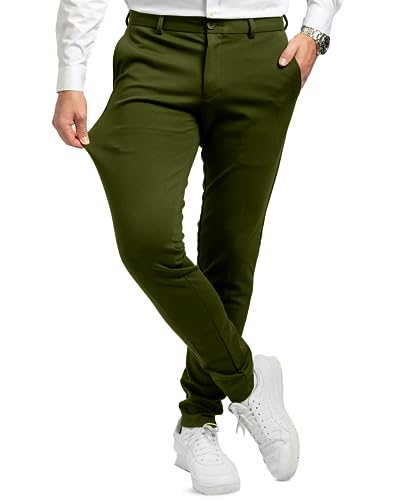 Performance Pants Herren Dunkelgrün (Größe 27W/30L) - Bequeme Dunkelgrüne Hose Herren - Stilvolle Herren Hosen Stretch - Hosen Herren Stretch - Modische Praktische Männer Hosen für Business & Freizeit von Performance Pants