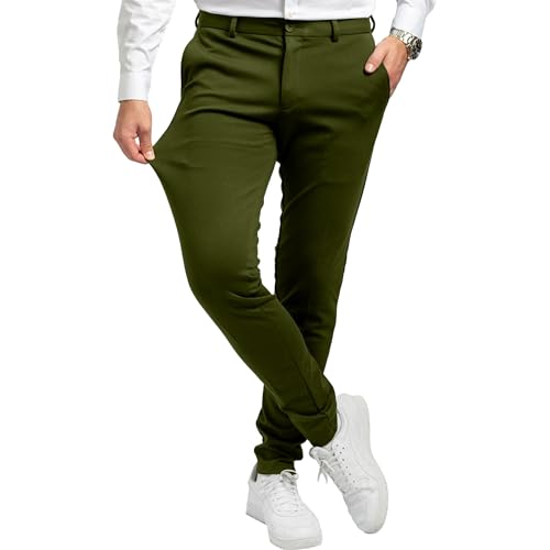 Performance Pants Herren Dunkelgrün (Größe 30W/30L) - Bequeme Dunkelgrüne Hose Herren - Stilvolle Herren Hosen Stretch - Hosen Herren Stretch - Modische Praktische Männer Hosen für Business & Freizeit von Performance Pants