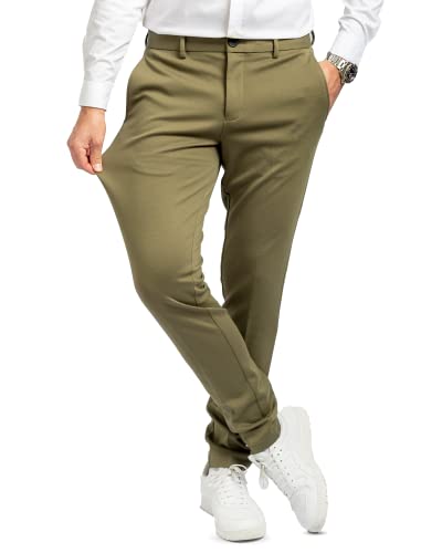 Performance Pants Herren Olivgrün (Größe 28W/30L) - Stilvolle Herren Hosen Stretch - Hosen Herren Stretch - Angenehme Praktische Männer Hosen für Business & Freizeit - Bequeme Stoffhose Herren von Performance Pants