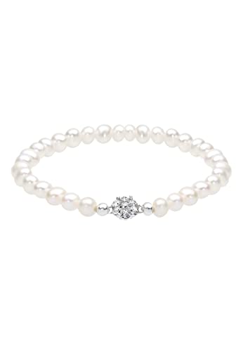 Perlu Armband Damen Süßwasserzuchtperle mit Swarovski® Kristalle in 925 Sterling Silber von Elli