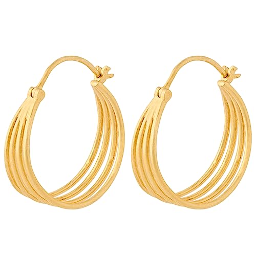 Pernille Corydon Creolen Damen Gold Midnight Sun Earrings/Creol Ohrringe Gold Sunset Design - 23mm - E668g von Pernille Corydon