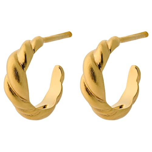 Pernille Corydon Creolen Damen Gold Small Hana Earrings - 1.2 cm/Creol Ohrringe klein Silber 925 18k Vergoldet verschlungene Bänder - E466g von Pernille Corydon