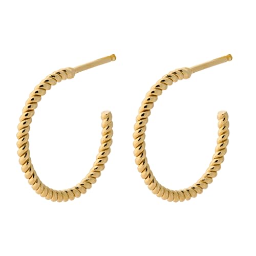 Pernille Corydon Creolen Damen Gold Small Twisted Creoles - 1.8 cm/Creol Ohrringe Silber 925 18k Vergoldet mit gedrehter Seilstruktur - E232g von Pernille Corydon