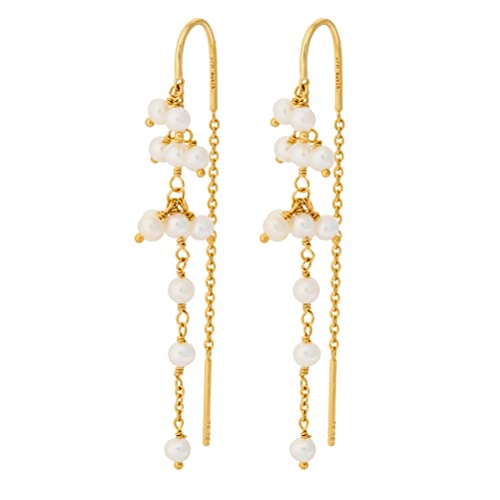 Pernille Corydon Ocean Treasure Earchains Gold - Ohrringe Ohrketten Damen mit Süßwasserperlen - Sterling Silber 925 Vergoldet - 58 mm - e-435-gp von Pernille Corydon