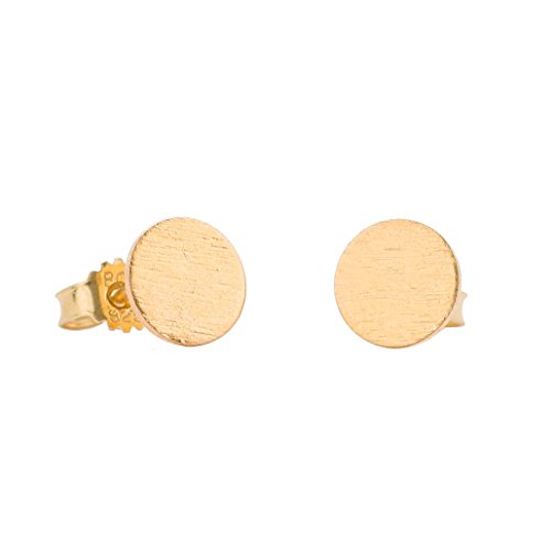 Pernille Corydon Ohrstecker für Frauen Solid Coin runde Platte Kreis goldenes Plättchen Echtschmuck 925er Sterling 18 Karat vergoldet 8mm - E202g von Pernille Corydon