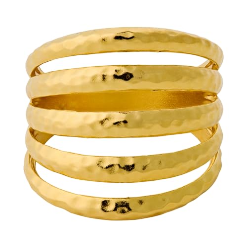 Pernille Corydon Ring Damen Gold Poetry Ring - Damenring/Wickelring Silber Vergoldet 5 Bänder gehämmerte Oberfläche - R214g-55 von Pernille Corydon