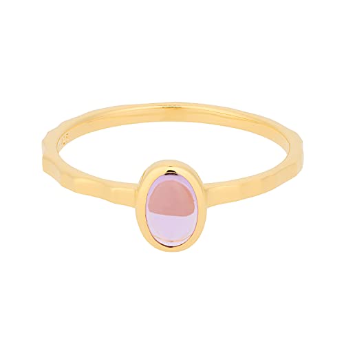 Pernille Corydon Ring Gold Damen - Shine Purple Ring mit ungleichmäßiger Oberfläche und eingefaßtem Amethyst in Lila - Sterling Silber 925 Vergoldet - Größe 52 von Pernille Corydon