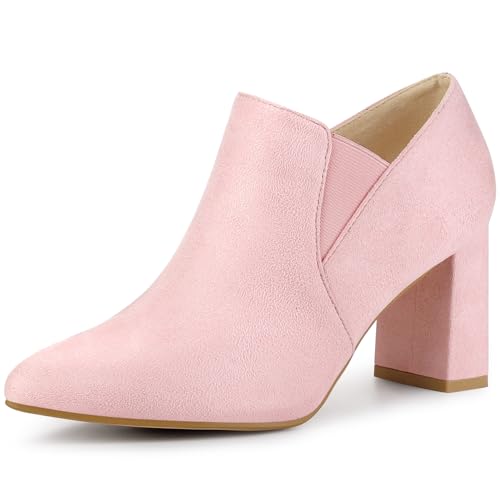 Perphy Chelsea-Stiefeletten zum Hineinschlüpfen mit spitzem Zehenbereich und klobigen Absätzen für Damen Hell-Pink 36 von Perphy