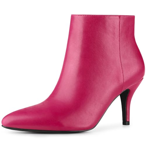 Perphy Damen Stiefeletten mit seitlichem Reißverschluss und spitzer Zehenpartie und Stiletto-Absatz Pink 40 von Perphy