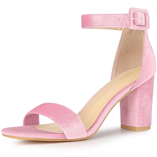 Perphy Knöchelriemchen, klobiger Absatz, Samt, offene Zehenpartie, Riemchen, elegante Schuhe, Pink, 37.5 EU von Perphy