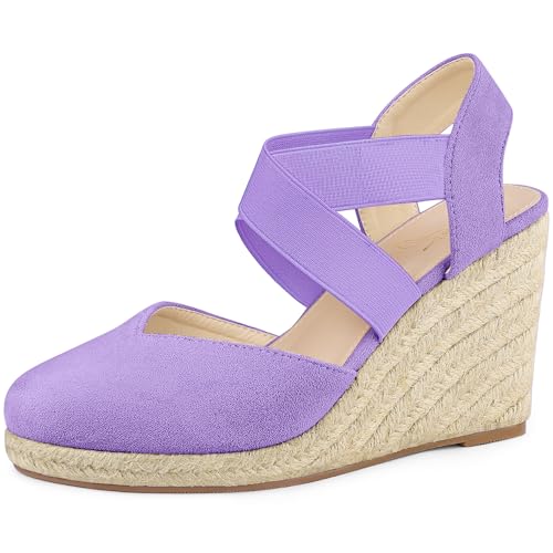 Perphy Plateau-Espadrilles mit Keilabsatz und geschlossener Zehenpartie für Damen Lila 38 Perphy Plateau-Espadrilles mit Keilabsatz und geschlossener Zehenpartie für Damen Lila 38 von Perphy