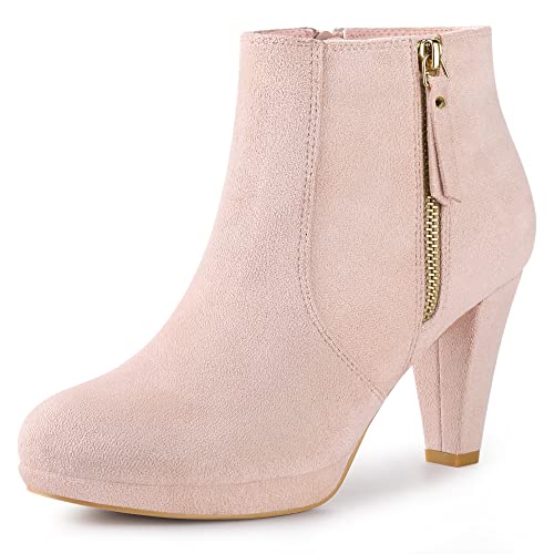 Perphy Plateau-Stiefeletten mit rundem Zehenbereich, klobige Absätze, für Damen, Dust Pink, 39 EU von Perphy