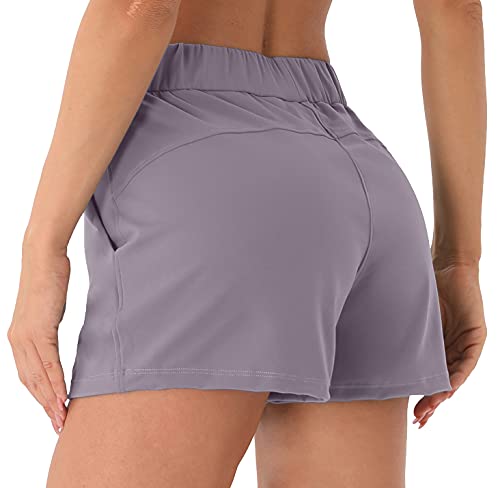 Persit Sporthose Damen Kurz, Sport-Shorts Laufshorts Kurze Laufhose Sommer Jogginghose Rauchlila- XL von Persit