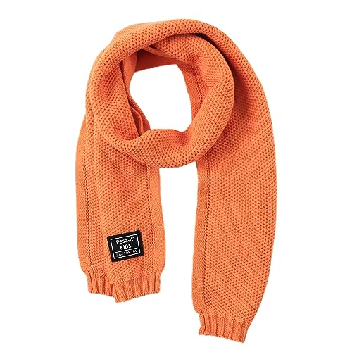 Pesaat Winter Schal Baby Kinder Strickschal 100% Baumwolle Warmes Langer Halstuch Mädchen Jungen Weicher Schön Schals (Orange) von Pesaat