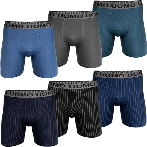 Pesail 4 oder 8 Herren Boxershorts mit verlängertem Bein ohne Aufrollen M-6XL Übergröße Unterwäsche Unterhose Retroshorts Bunt Langes Bein 4XL-8er Pack Farbmix 3 von Pesail