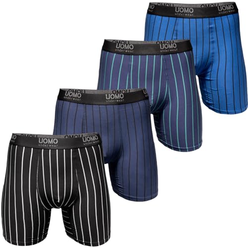 Pesail 4 oder 8 Herren Boxershorts mit verlängertem Bein ohne Aufrollen M-6XL Übergröße Unterwäsche Unterhose Retroshorts Bunt Langes Bein 5XL-4er Pack Farbmix 2 von Pesail