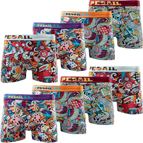 Pesail 10er oder 5er Pack Jungen Boxershorts aus Baumwolle Größen 122 bis 170 Unterwäsche Retroshorts Unterhose 170-10er Pack Farbmix 5 von Pesail