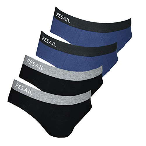 PESAIL blickdichte formschöne Slips im 4er Pack, Größe Large (L), Farbe je 2X schwarz, blau-schwarz von PESAIL